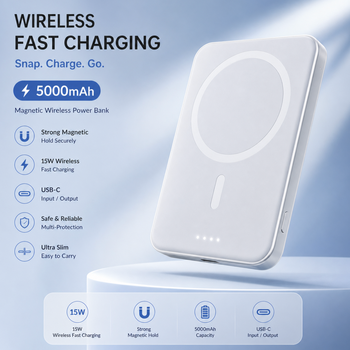 "WhiteAngel" Magnetic Powerbank